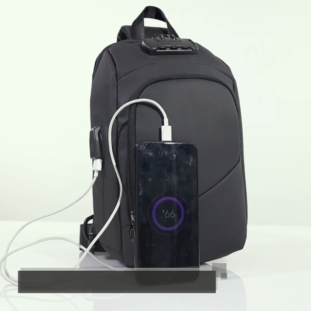 Zaino Monospalla Uomo/Donna Con Blocco Antifurto E USB - Impermeabile E Multiuso