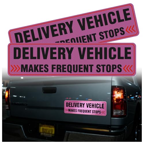 Image of 2PCS Reflective Delivery Driver Magnet for Car,Eye-catching Frequent Stops Car Magnet as Delivery Driver Accessories, Waterproof Deliveries Magnetic Cars Sign Cars Accessories (Pink)