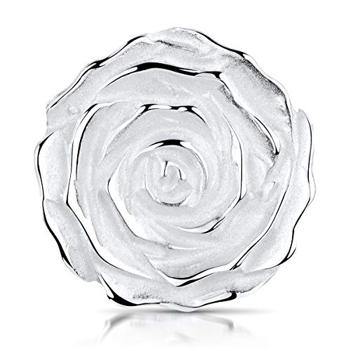 Materia Damen Kettenanhänger Blume rund - 925 Sterling-Silber matt groß in Schmuck-Etui KA-44-ohne Kette