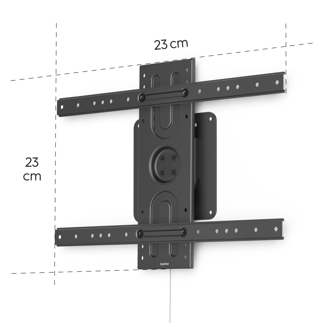 Hama TV Wandhalterung, für Hoch- und Querformat (TV Wandhalterung 37-80 Zoll, VESA 200x200 bis VESA 600x400, bis 50kg, 360° drehbar, für den öffentlichen Raum geeignet, mit Fischer-Dübeln) schwarz