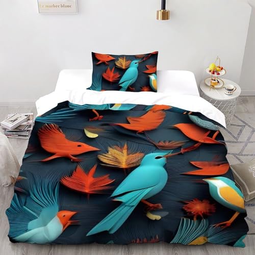 Housse de couette imprimé 3D animaux volants en microfibre douce l'Oiseau Bleu