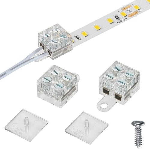 Paquete de 20 conectores de tira LED de 2 pines, conector de luz de cinta LED, conector de salto de tira LED para 0.394 in0.4 pulgadas de ancho, no