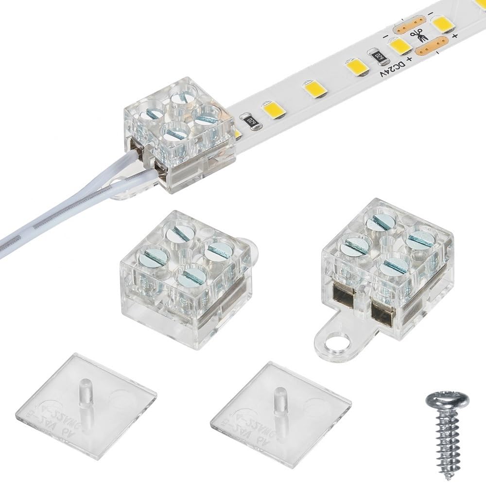 MSDUSA 20Pack 10mm 2 Pin LED Strip Light connectors Strip to Wire Quick Connector COB LED Strip Connector LED Tape Connector Suit for 10mm/0.39inch