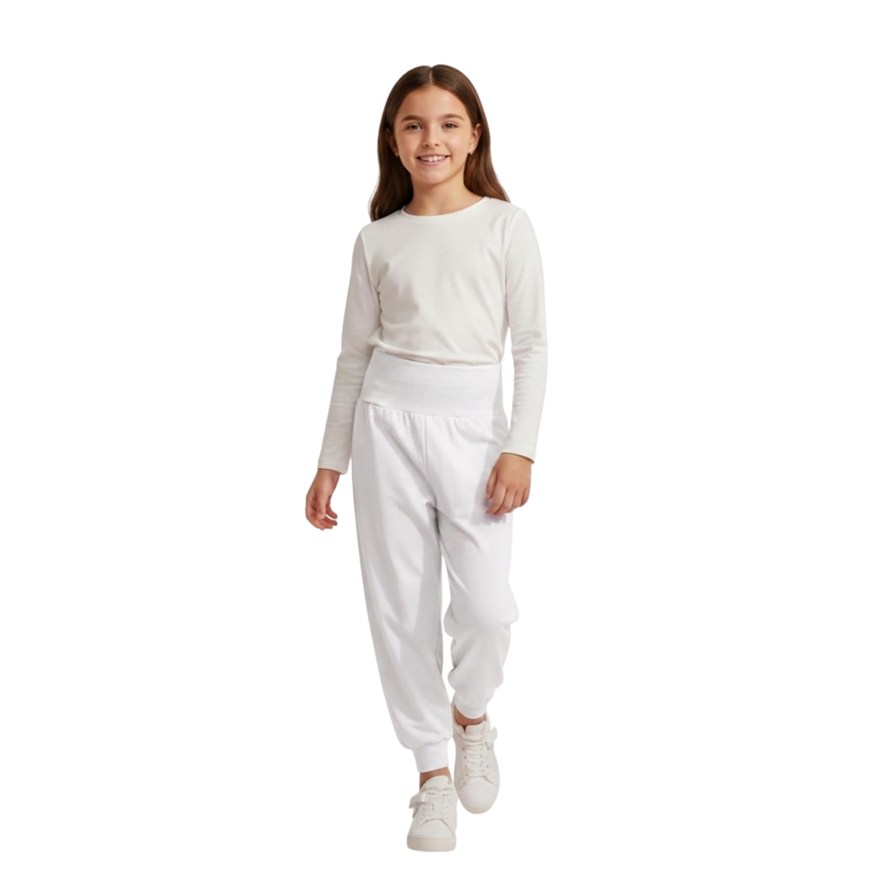 A2Z 4 Kids Girls Ali Baba Harem Trousers Plain Fashion Pants White