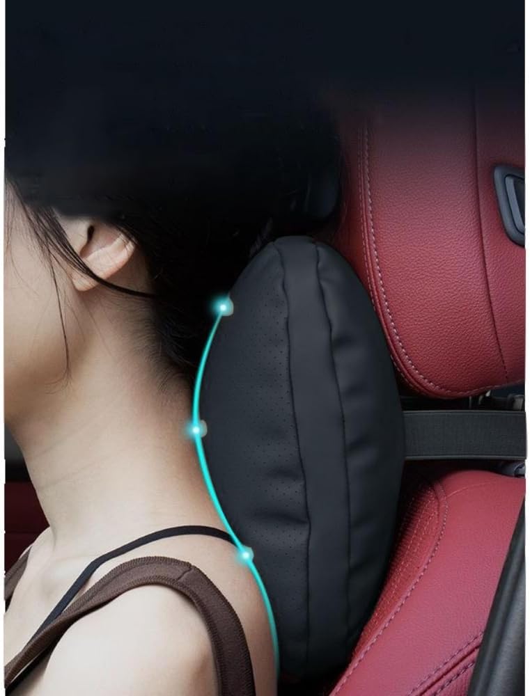Car Lumbar Support Pillow and Car Neck Pillow Kit Compatible with BMW M 3 5 7 X1 X3 M3 M5 X1 X5 X6, Car Neck Rest Headrest Guard Lumbar Cushion Long Driving Travel Accessories