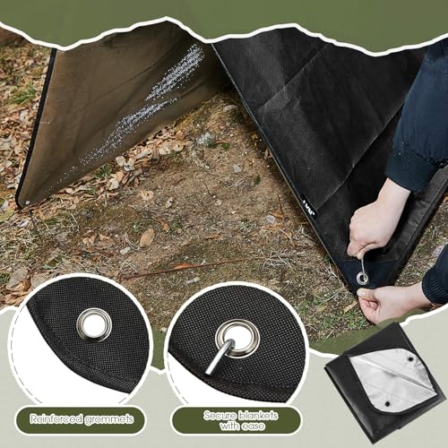 Image of Kingdder 2 Pcs Heavy Duty Emergency Blankets for Survival Camping Blanket Insulated Tarp 60 x 82 Inches Outdoor Waterproof Thermal Reflective Tarp Tent Insulation for Camp Hiking Picnic