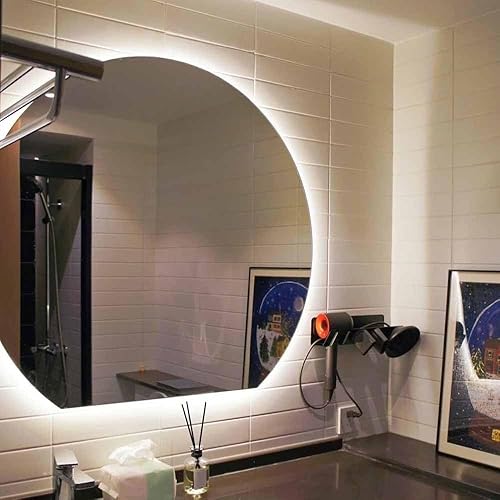 Miniatura 4 de Espejo de baño LED de 40 pulgadas, espejo de tocador de baño de media luna, antiempañamiento, espejo de pared con luces, espejo semicírculo de luz