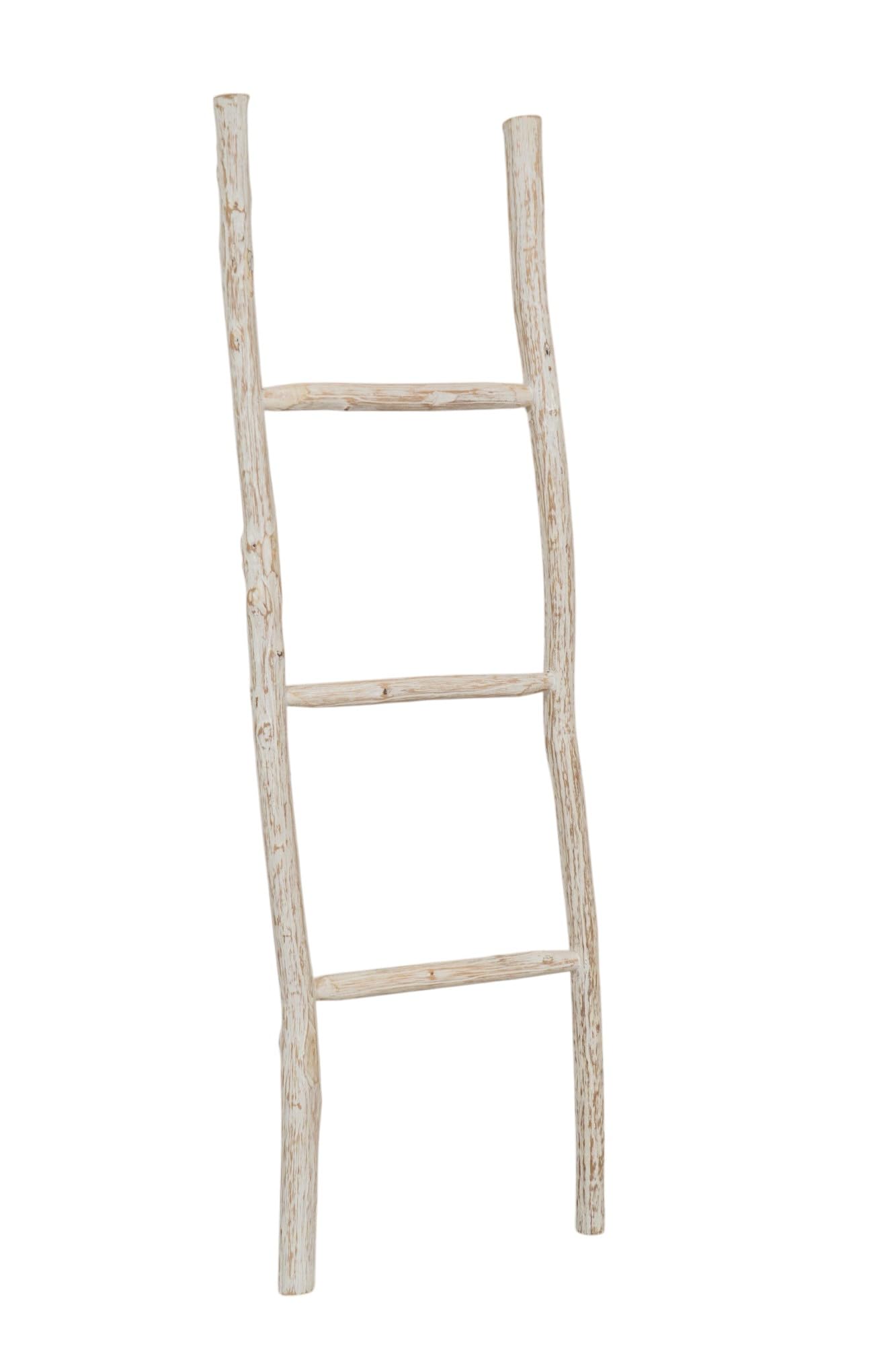 Biscottini Escalera toallero baño 108 x 32 x 3 – Escalera decorativa de madera – Toallero de bambú