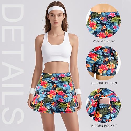 Tadxcjz Saias femininas de golfe de tênis cintura alta atléticas com bolsos para treino casual corri