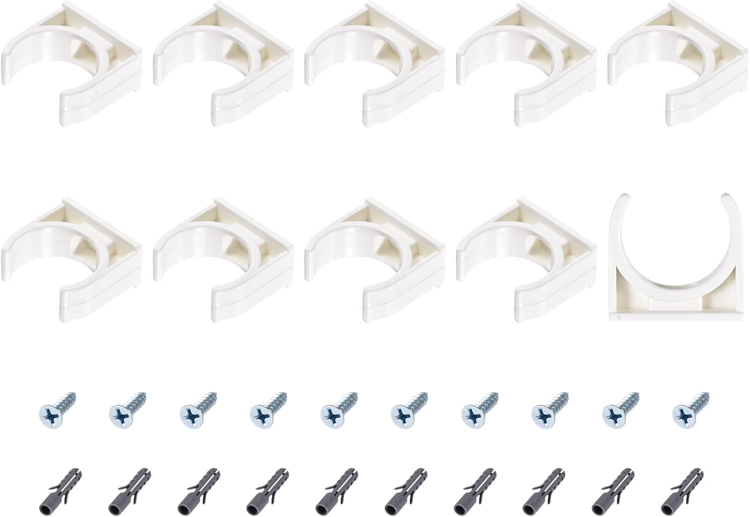 METALLIXITY PVC Water Pipe Clips (24mm/0.94") 20Pcs, Plastic U Shaped