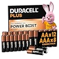 DURACELL Batterie Plus AA & AAA (Confezione combinata da 12xAA e 8xAAA) – Con POWER BOOST Actives – 0% di plastica nella confezione – Garanzia di 10 anni nell'ambiente di stoccaggio - MN150/ MN2400