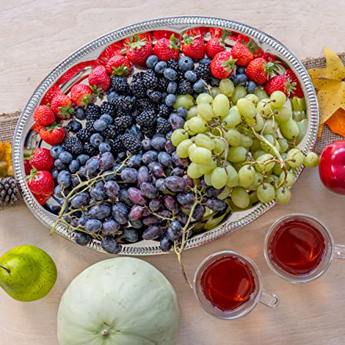 Sterlingcraft Serving Tray - Oblong Decorative Food Platter For Thanksgiving, Party, Catering - Cake, Appetizer, Snack, Tea Plate - No Polishing, Silver - 9 X 6 Inches #TOP4