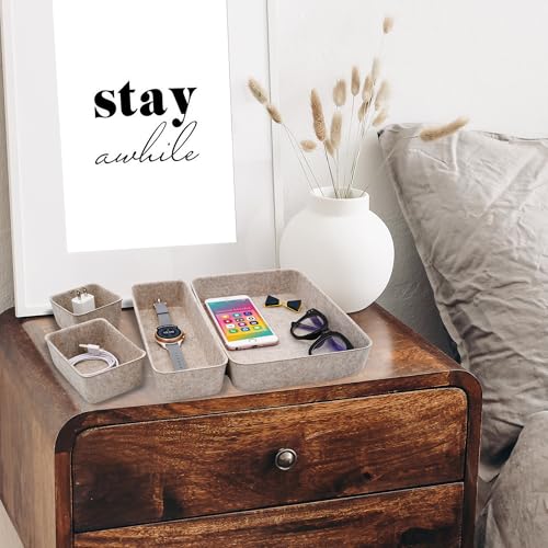 Image of Welaxy 8pc Nordic Minimalist Desk Organizer Tray Beige Oatmeal Storage