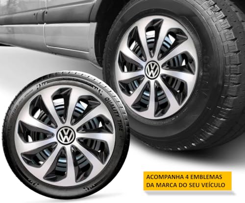 Jogo 4 Calotas Esportivas Preto/Prata Velox aro 15 VW Gol Bola G2 G3 G4 G5 G6 G7 Up Fox Voyage Parat