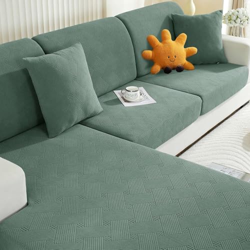 Ystyle Funda Asiento Sofa, Funda Cojin Sofa Ajustable, Funda Sofa Cojines Separado, Fundas De Cojín Elástico, Universal Fundas De Asientos Sofá (Chaise Longue, Verde)
