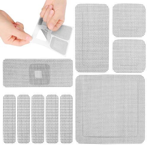 TNOMSNO 30pcs Kit de Réparation D'écran de Fenêtre, Kit de Réparation de Moustiquaire, 4 Tailles Patch pour Moustiquaire de Fenêtre, Patchs D'écran de Fenêtres pour Les Moustiquaires