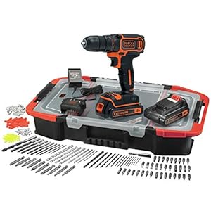 black+decker perceuse visseuse sans fil 18 v li ion avec chargeur inclus 160 accessoires et 2 batteries 1,5 ah livrée en coffret bdcdc18bast qw