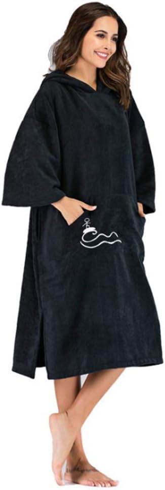 Womens Waterproof Active Outdoor Rain Jacket Unisex Adults Thick Oversized Beach Surf Poncho Hooded Towel Cover Up Bathrobes Quick Drying Microfiber Changable Clothes Wetsuit Changing Towel Swimming B