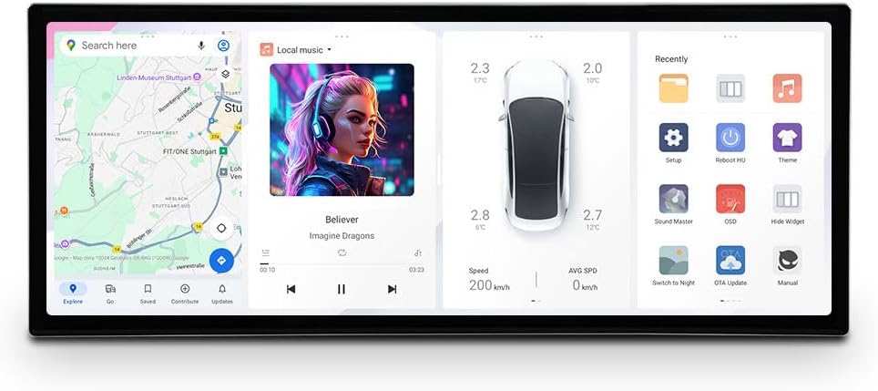 MekedeTech DUDUAUTO DUDU7 Double Din 12.3 inch Universal 2K Touch Screen Upgrade Android Car Radio Wireless Carplay Multimedia Player Car Head Unit,8G RAM 128G ROM Support 360 Cameras