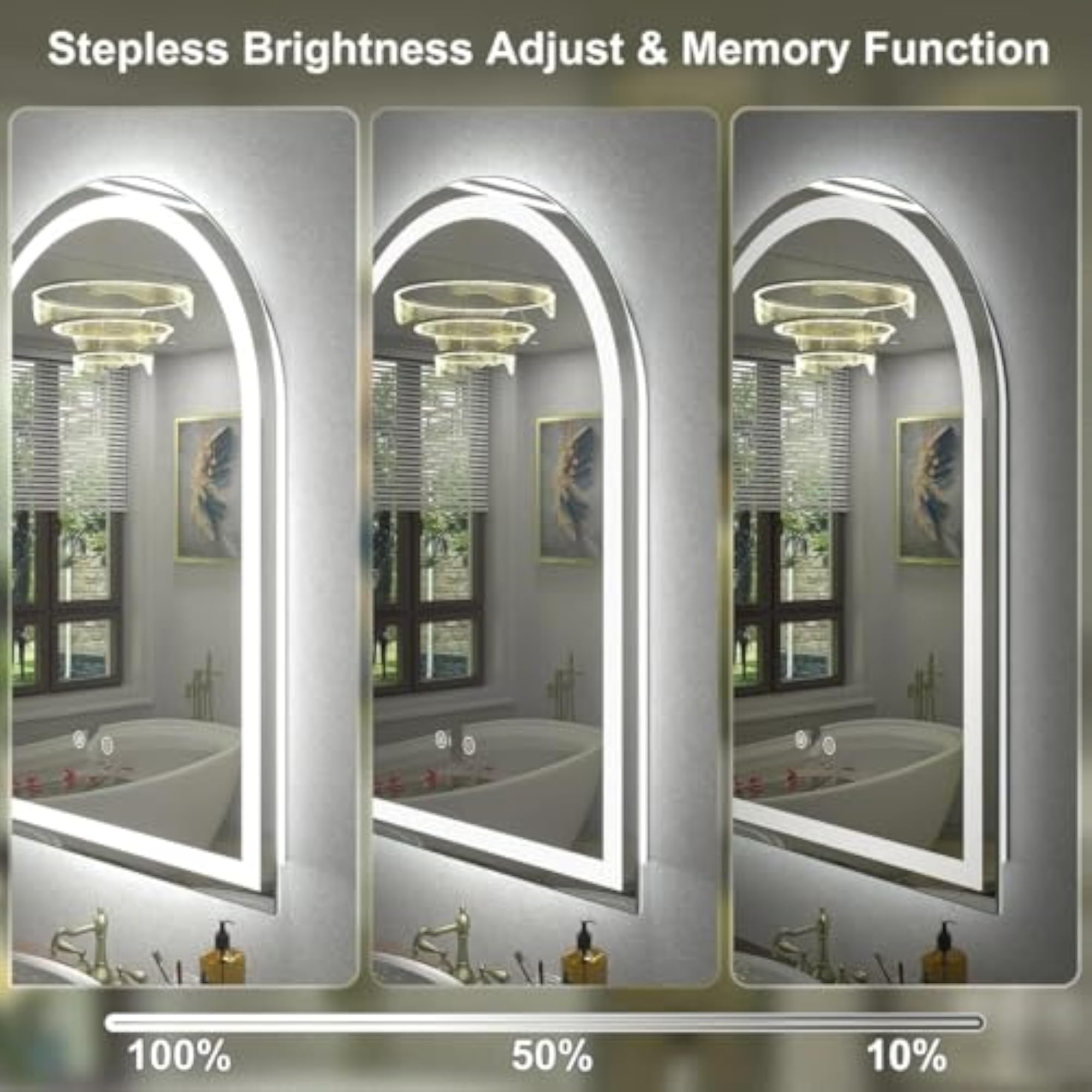 Designer Top Arch LED Bathroom & Vanity Mirror with Dual Side Color Reflection