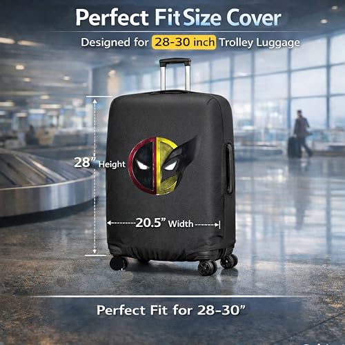 Image of WanderWraps Spendex Polyester Protective Luggage Cover | Hard Luggage Trolley Bag Cover | Washable | Dust Proof | Stretchable | L - 28 inch | Deadverine