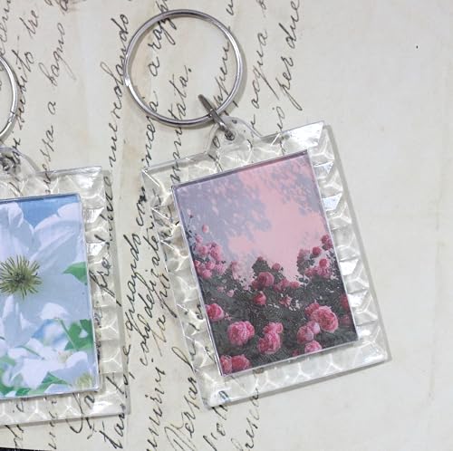 Image of BetterJonny 20Pcs Acrylic Picture Keychain Blanks in Clear Acrylic Picture Frame Keyrings