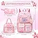 Lovely Girls Backpack School Bag for Students Kids Book Bag with Multiple Pockets Splash-proof Children's Backpack（17inch Set Pink）
