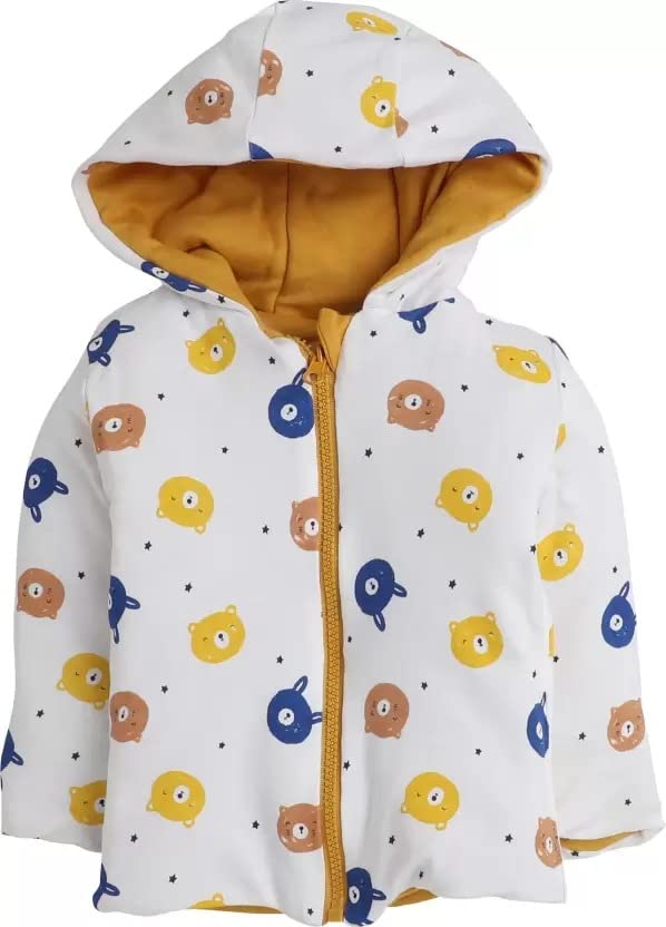 Appukids Full Sleeves Animals Printed Reversible Jacket for Baby Boys Girls Cotton 2 In 1 winter Jacket (3 Years-4 Years, Mustard) - Image 4 thumbnail