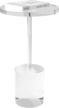 Acrylic End Table, Modern Minimalist Acrylic Side Tables, Clear Side Table for Living Room, Bedroom, Office, Drink Table 12" D x 12" W x 21" H, Transparent