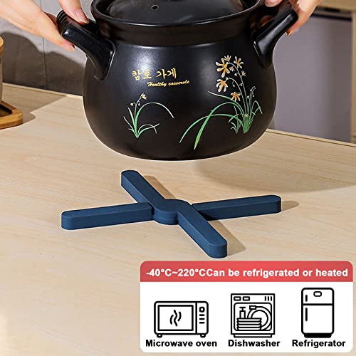 Haobaobei Silicone Trivet, 3 Pack Heat Resistant Expandable Foldable Silicone Trivet Pot Holders, Silicone Hot Pads For Kitchen Dining Table, Non-Slip Trivet Table Runner, Save Space, Grey Green Blue #TOP4