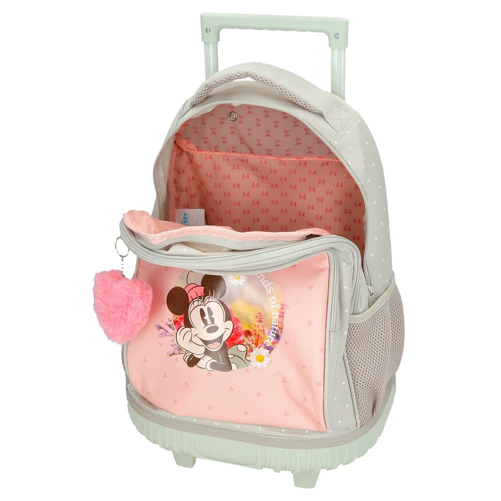 Disney Joumma Bags Minnie Wild Nature zaini per bambini, varie dimensioni, zaino da passeggio, realizzato in poliestere, include pompon decorativo., Verde, Zaino ruote
