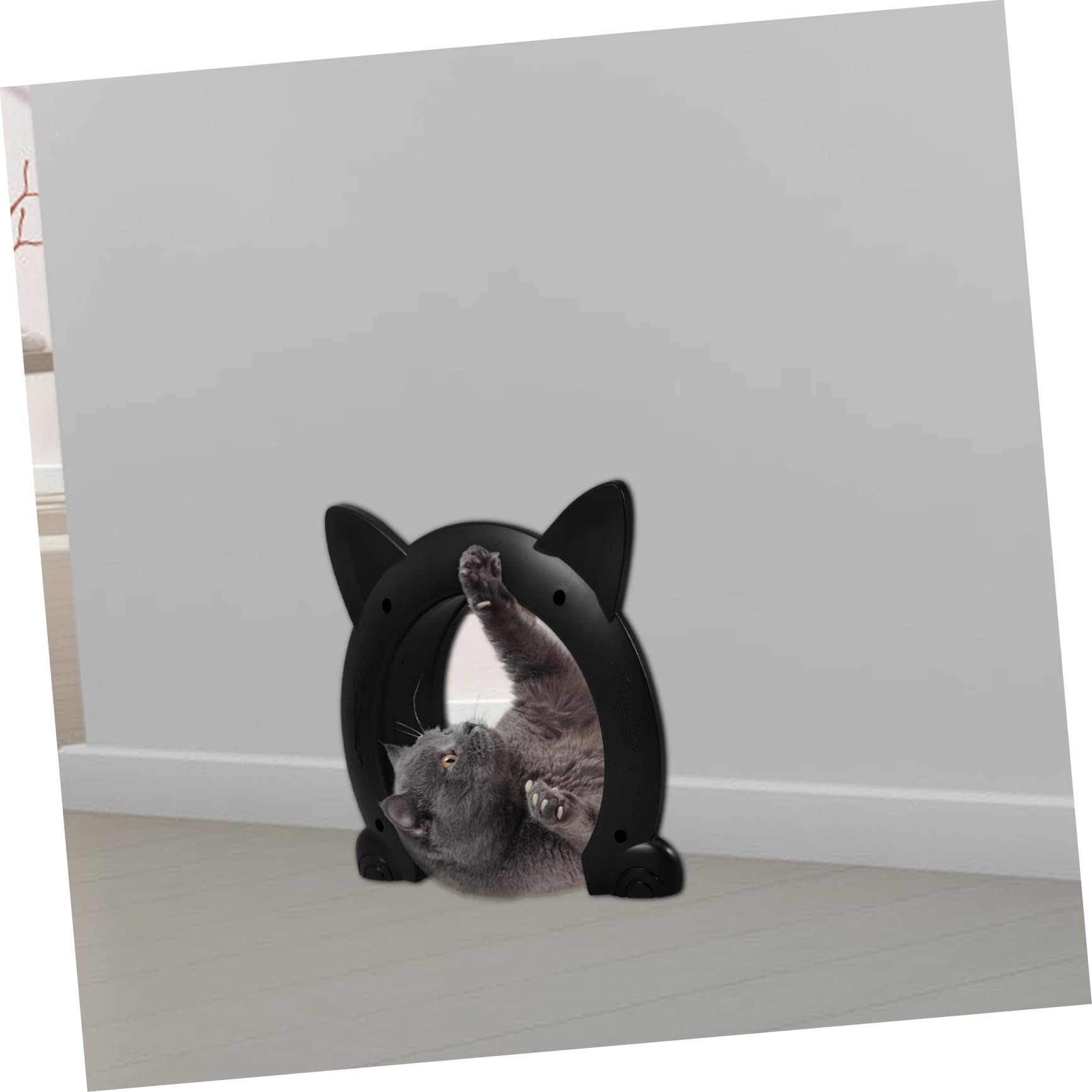 Mittlere Schwarze Katzentür aus Robustem Kunststoff Dekoratives Haustierloch für Innenräume Einfache Sichere und Bequeme Haustierklappe für Katzen und Kleine Hunde