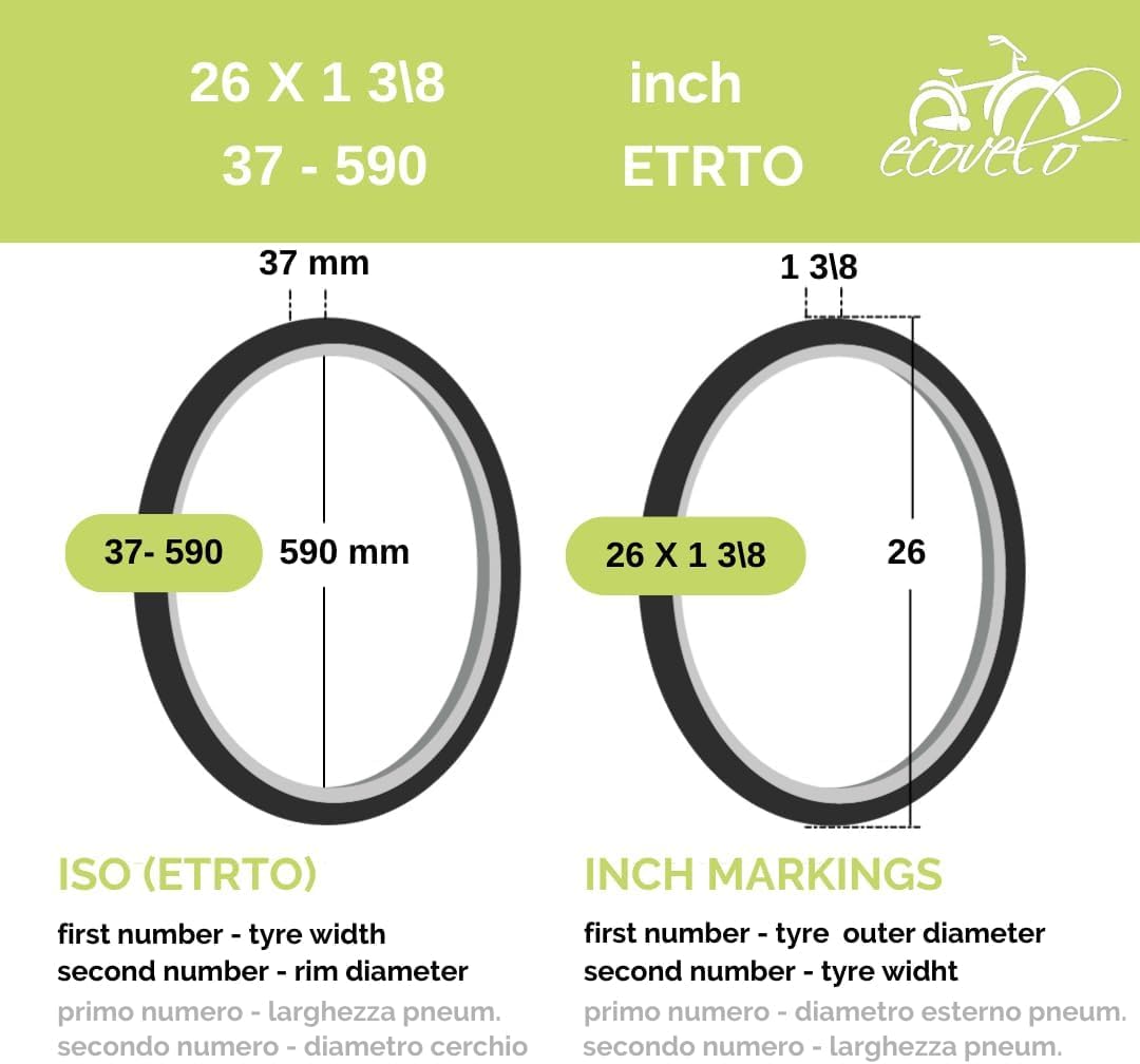 Pneumatico Per Bici City 26 X 1 - 3/8 (37-590), Colore Bianco