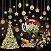 NoëL Stickers Décoration Reutilisable NoëL Autocollants Fenetre Motif avec Flocon de Neige étoiles Traîneau Arbre de Noël Amovible Statique Autocollants pour Porte Vitrine en Verre