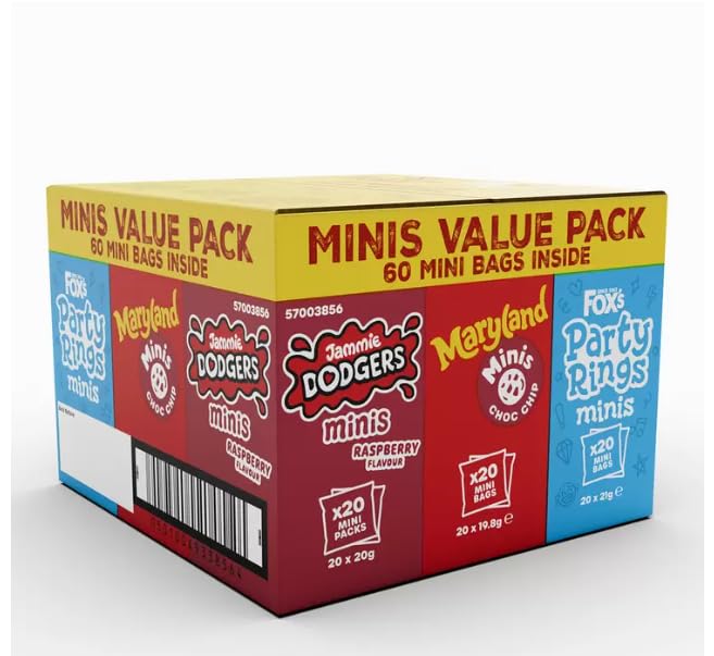 Mini Biscuits Variety Pack Party Rings & Maryland 60 Mini Bags 20g Each
