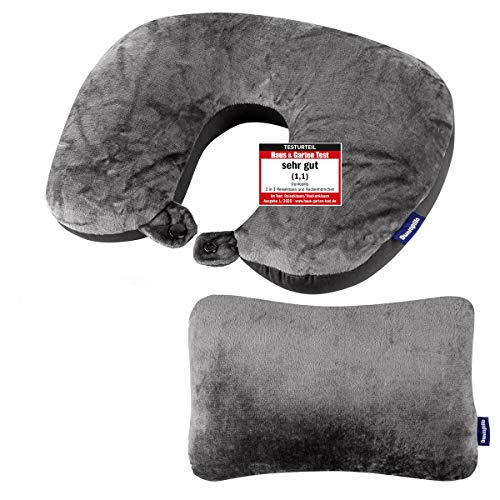 Dunlopillo 2 in 1 Reisekissen und Nackenhörnchen 31x21 cm - Nackenkissen für das Flugzeug & zum Reisen - Travel Pillow -...
