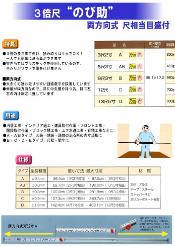 Amazon.co.jp: シンワ測定(Shinwa Sokutei) 3倍尺 のび助 両方向式 6尺