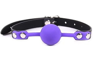 SM Silicone Ball Gag with Lock Leather Strap BDSM Adult Sex Toys...