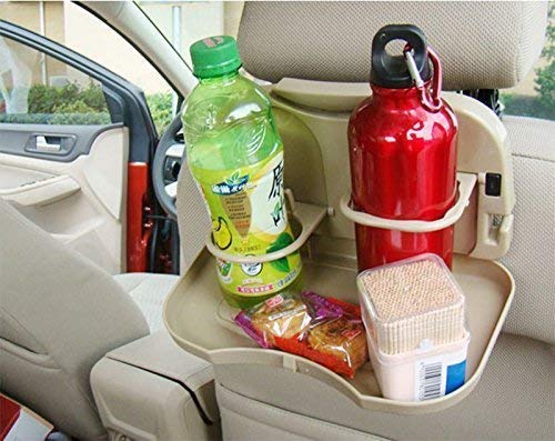 Multi-Function Folding Car Back Seat Table, Mini Dining Tray & Storage Holder for Drinks, Food, Cups, Tablets