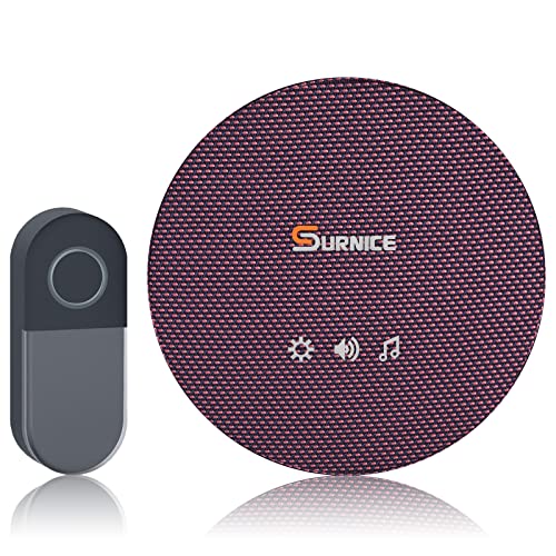 SURNICE Sonnette sans Fil Kit de Carillon avec 200 Mètres, Sonnette de Porte IP44 avec LED Flash et 38 Sonneries 4 Niveau Volumes pour, Maison, Bureau, Hôtel etc Cover