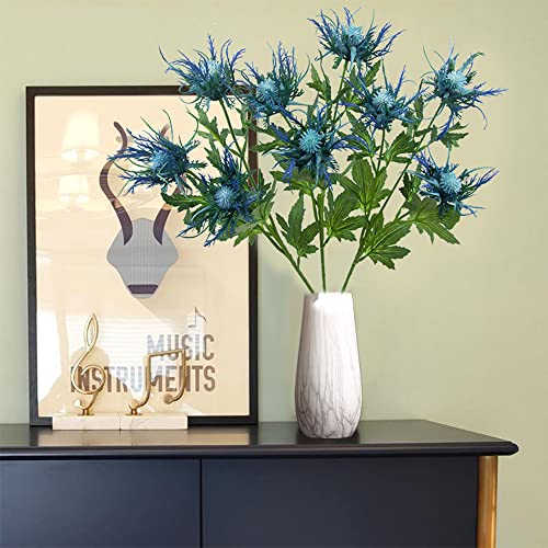 Ferial 3 Pcs Artificial Thistle Flower Stems Blue Thistle Artificial Flowers Bouquet Real Touch Thistle Decor Faux Plant Thistle Bunches For Home Wedding Centerpiece Kitchen Office Nursery Décor #TOP5