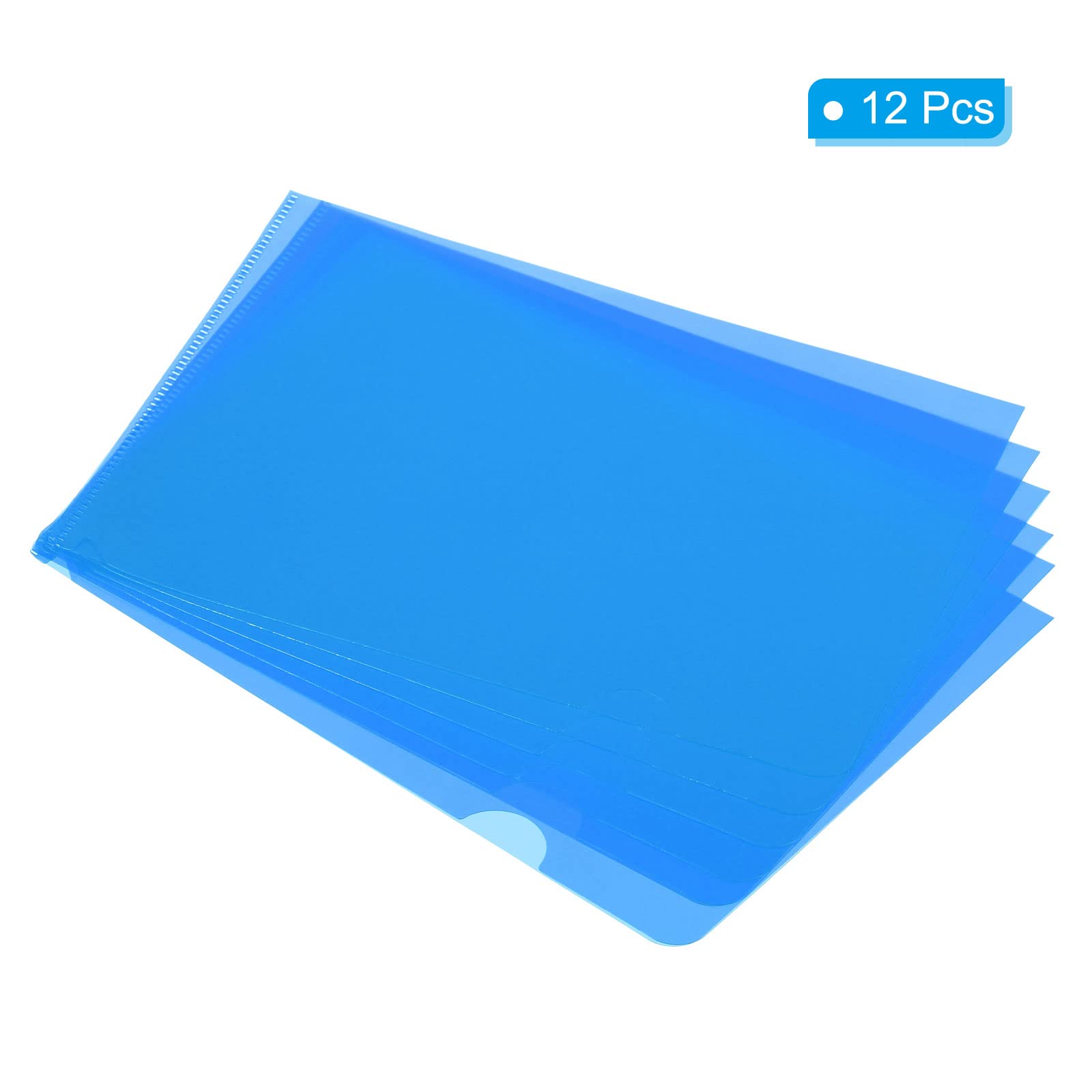 PATIKIL L Type Folders 12 Pack 8.9 x 6.3 inches A5 Plastic Clear Document Folder File Jacket Sleeves Project Pockets, Blue - Image 3
