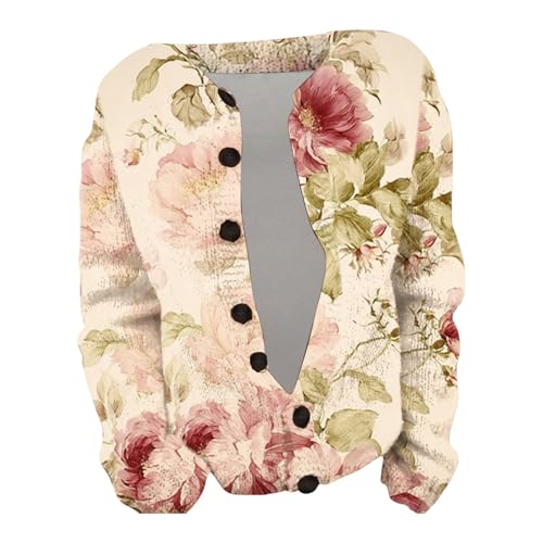 Women's Floral Print Cardigans Boho Sweater Cute Button Down Coatigan Long Sleeve Lightweight Open Front Knit Cardigan2
