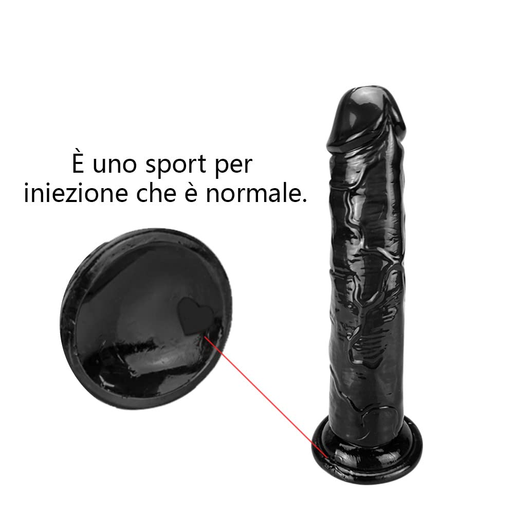 Dildo realistico con vene per pene finto per donne, fallo dildo nero per pisello da 20 cm con forte ventosa per giocattoli sessuali a mani libere, giocattoli sessuali flessibili per donne Anale