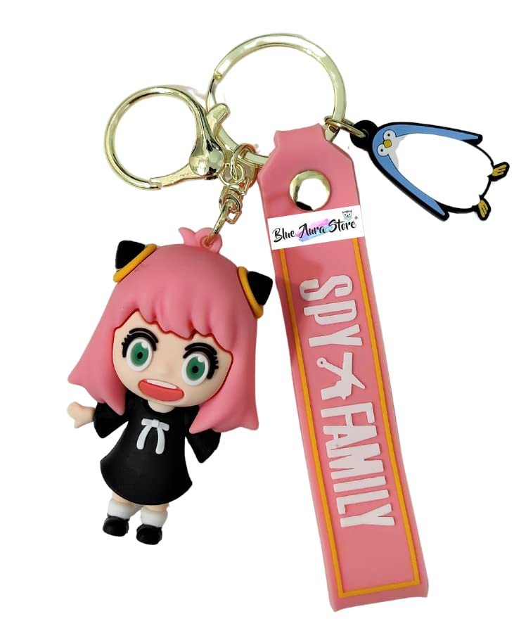 Blue Aura Anya Keychain Spy X Family Anime Anya Forger Key Ring Collectible (Anya Keychain)