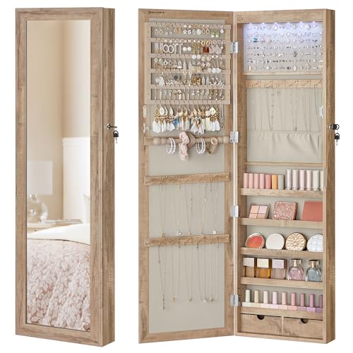 SONGMICS Schmuckschrank 120 cm hoch, Schmuck Organizer mit...
