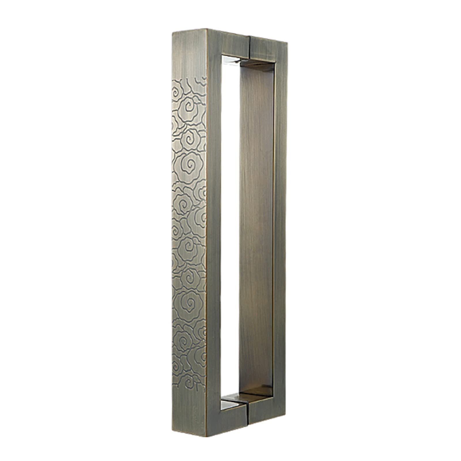 ADGCFKOP Shower Door Handle,ic Barn Door Handles,Sliding Push Pull Door Shower Glass Door Pulls Handles Large Rectangle Gate Rod with Pattern Carve(Bronze,Length 80cm(31.5inch))