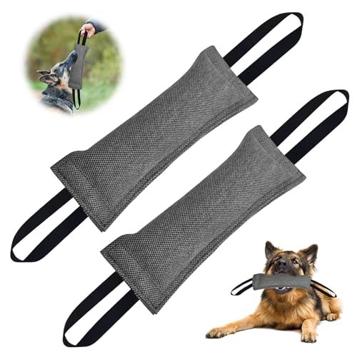Beisswurst Für Hunde, 2 Stück 30cm Jute Beisswurst, Beißwursts Hunde Mit 2 Griff, Sehr Robustes Hundes Beisswursts, Hundes Training Zubehör, Zerrspielzeug Hund Zum Training Zerrspielzeug (Grau)