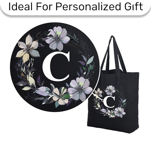 HIFA Initial Tote Bag for Women, Personalized Canvas Tote Bag -Durable Cotton, Zipper, Inner Pocket-Multipurpose Shoulder Bag3