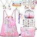 RHCPFOVR Licorne Cadeaux pour Les Filles 17 Pack, Licorne Cordon Sac à Dos/Sac à Maquillage/Collier Pendentif Licorne/Bracelet/Cheveux Attaches